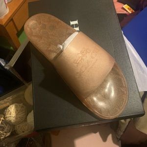 Coach dark gold clear jelly slides, new with box